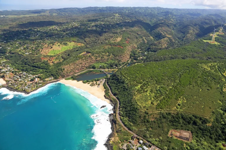 Aerial view of Waimea Bay