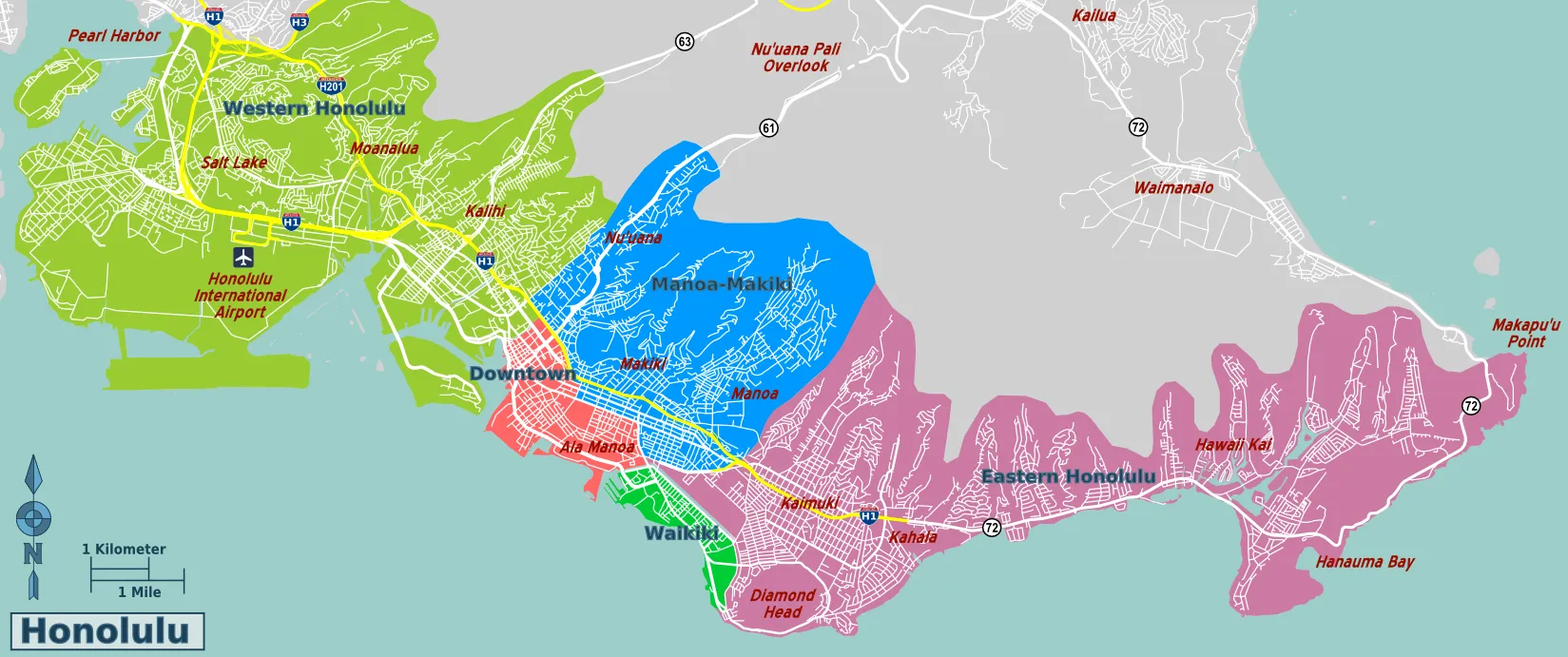 Honolulu Districts Map