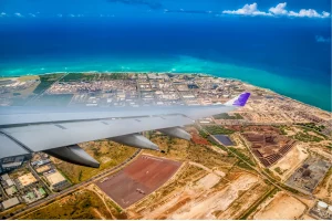 View from Hawaiian Airlines Plane Approaching Honolulu Airport