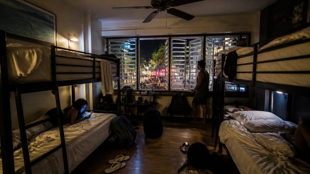 hostel busy sporadic nighttime noise