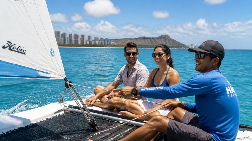 beginner oahu snorkel sail sunset