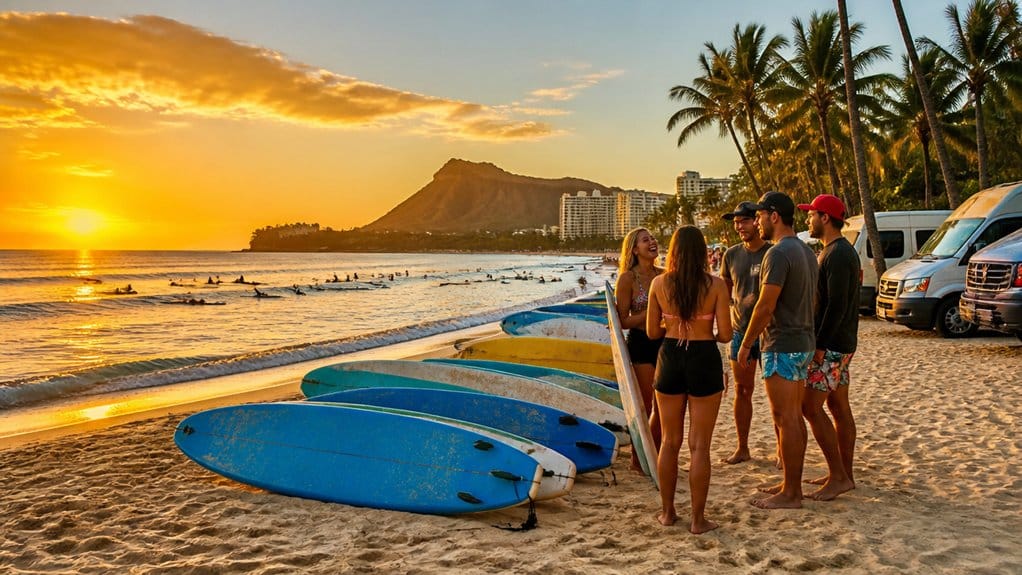 beginner waik k morning surf lessons