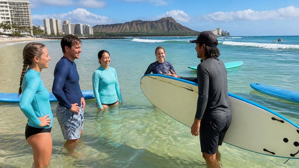 beginner waikiki group surf lesson