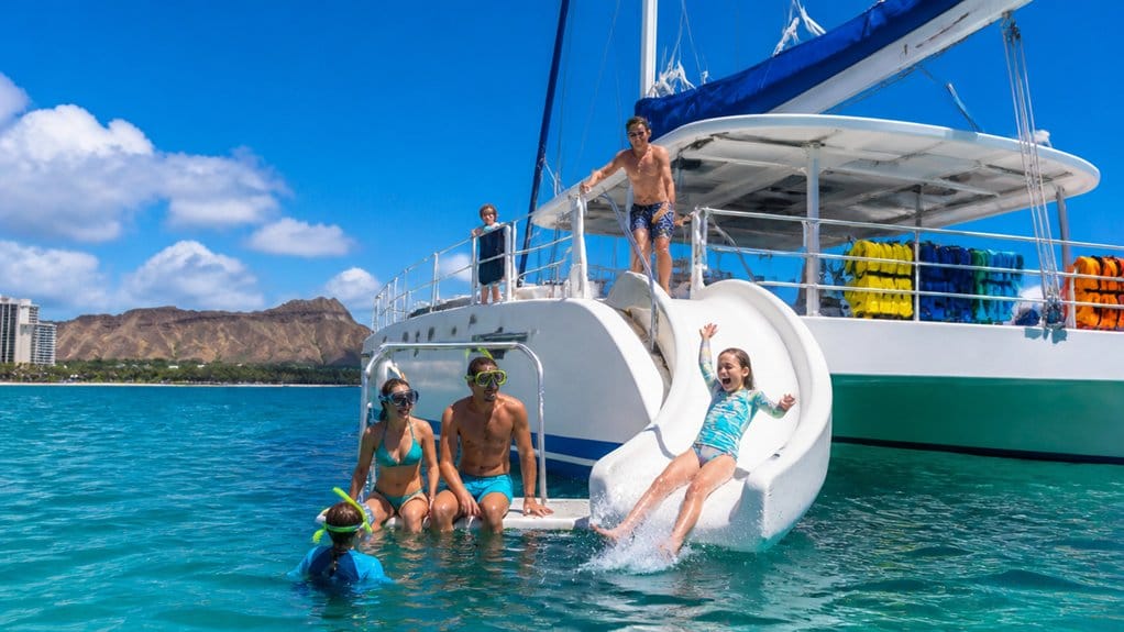 boat snorkel tours with waterslides
