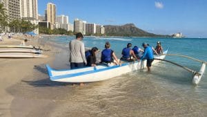 first timer waikiki canoe surfing