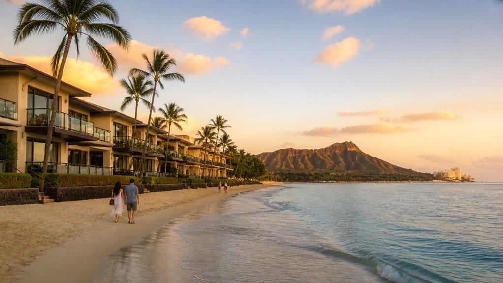 quiet waik k beachfront hotel options