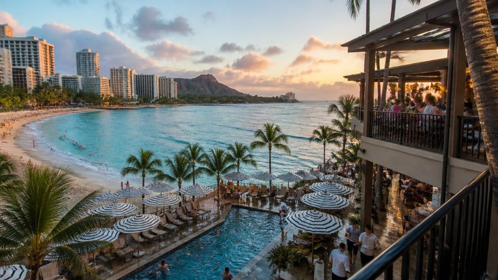 sandy beach poolside dining