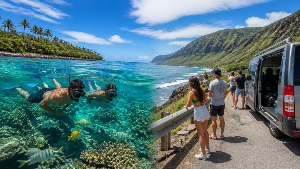 snorkeling or sightseeing circle tour