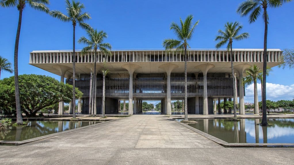 tropical modernist symbolic statehouse
