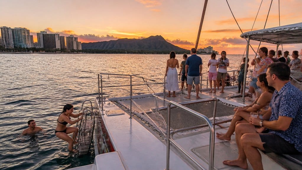 waikiki cocktail catamaran sunset