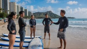 waikiki firefighter surfing lessons