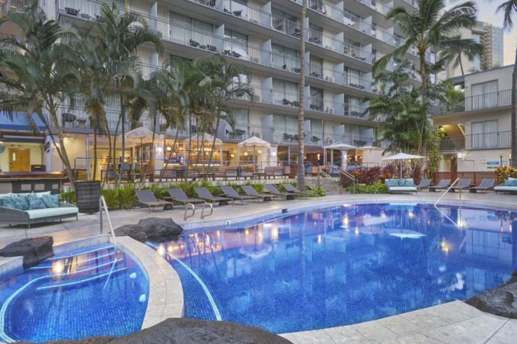 A photo of Courtyard by Marriott Waikiki Beach showing the property and rooms.