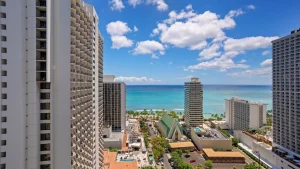 A photo of Waikiki Beach Condominiums showing the property and rooms.