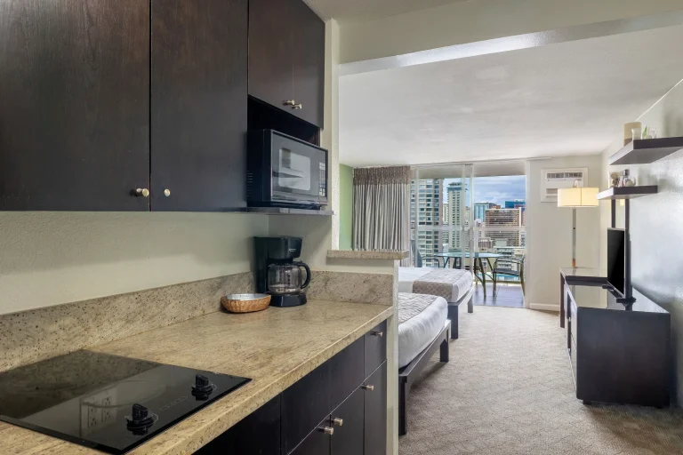 A photo of Aqua Kuhio Village showing the property and rooms.