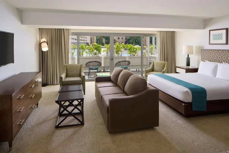 A photo of Ewa Hotel Waikiki showing the property and rooms.