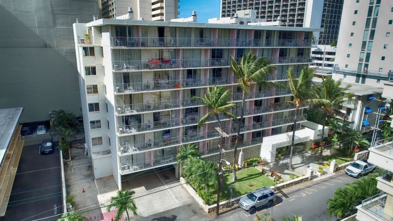 A photo of Ewa Hotel Waikiki showing the property and rooms.