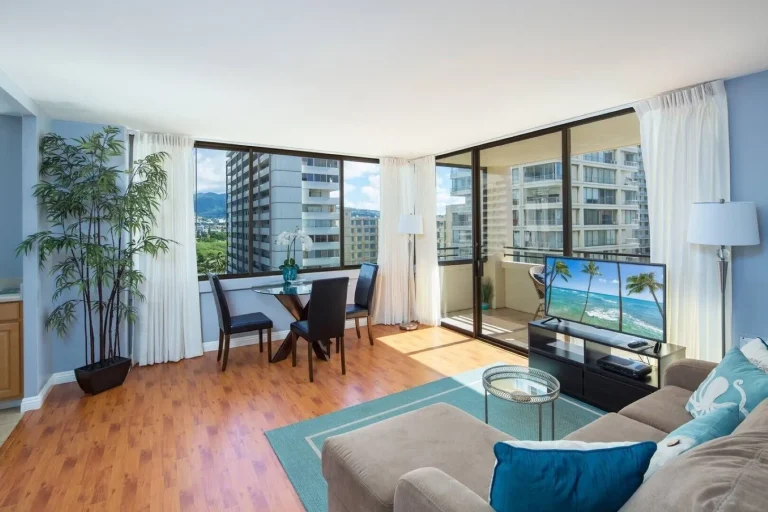 A photo of Waikiki Park Heights showing the property and rooms.