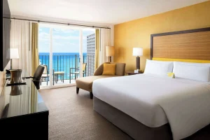 A photo of Hilton Waikiki Beach Resort & Spa showing the property and rooms.