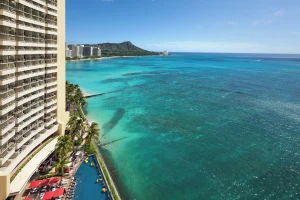 A photo of Sheraton Waikiki Beach Resort showing the property and rooms.