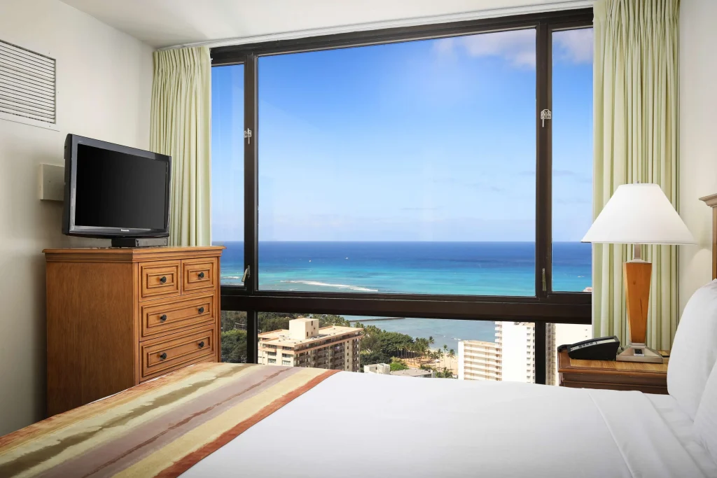 A photo of Aston at the Waikiki Banyan showing the property and rooms.
