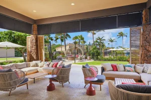 A photo of Ocean Bungalows at Turtle Bay Resort showing the property and rooms.