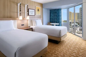 A photo of Shoreline Hotel Waikiki showing the property and rooms.