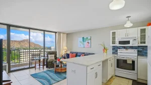 A photo of Waikiki Beach Condominiums showing the property and rooms.