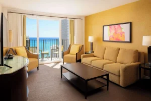 A photo of Hilton Waikiki Beach Resort & Spa showing the property and rooms.