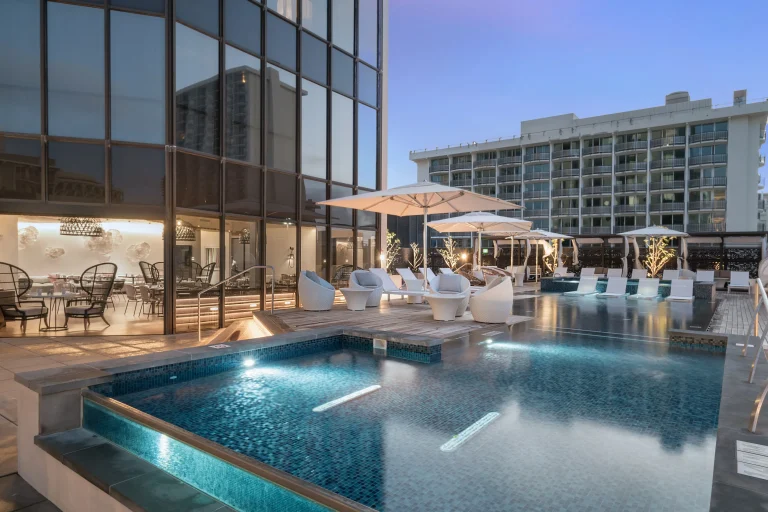 A photo of Hyatt Centric Waikiki Beach showing the property and rooms.