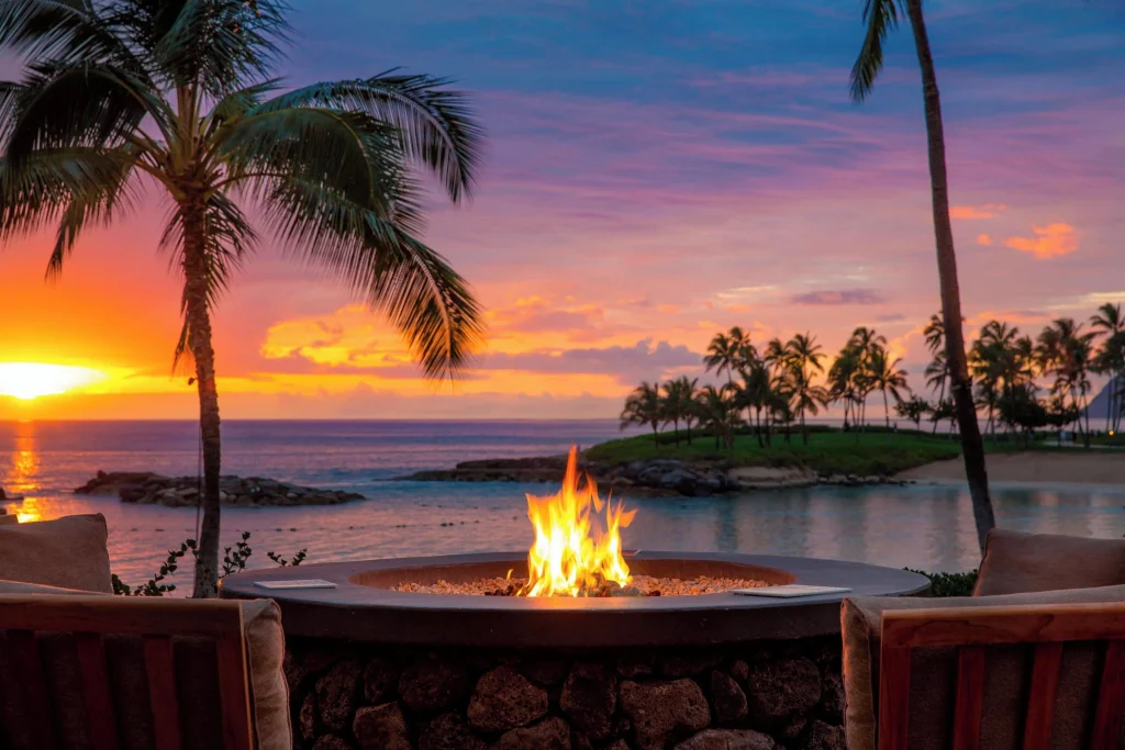 A photo of Marriott's Ko'Olina Beach Club showing the property and rooms.