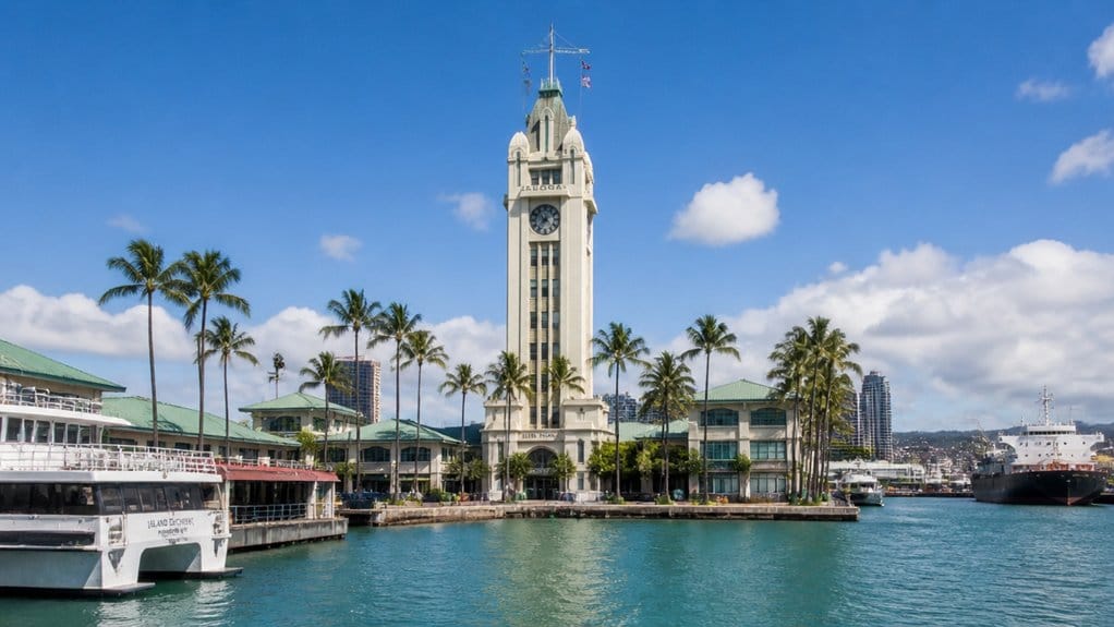 historic aloha tower clock beacon